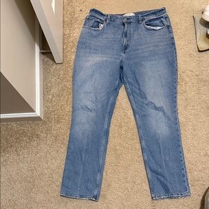 Abercrombie curve love 90s slim straight ultra high rise medium blue jeans 32S